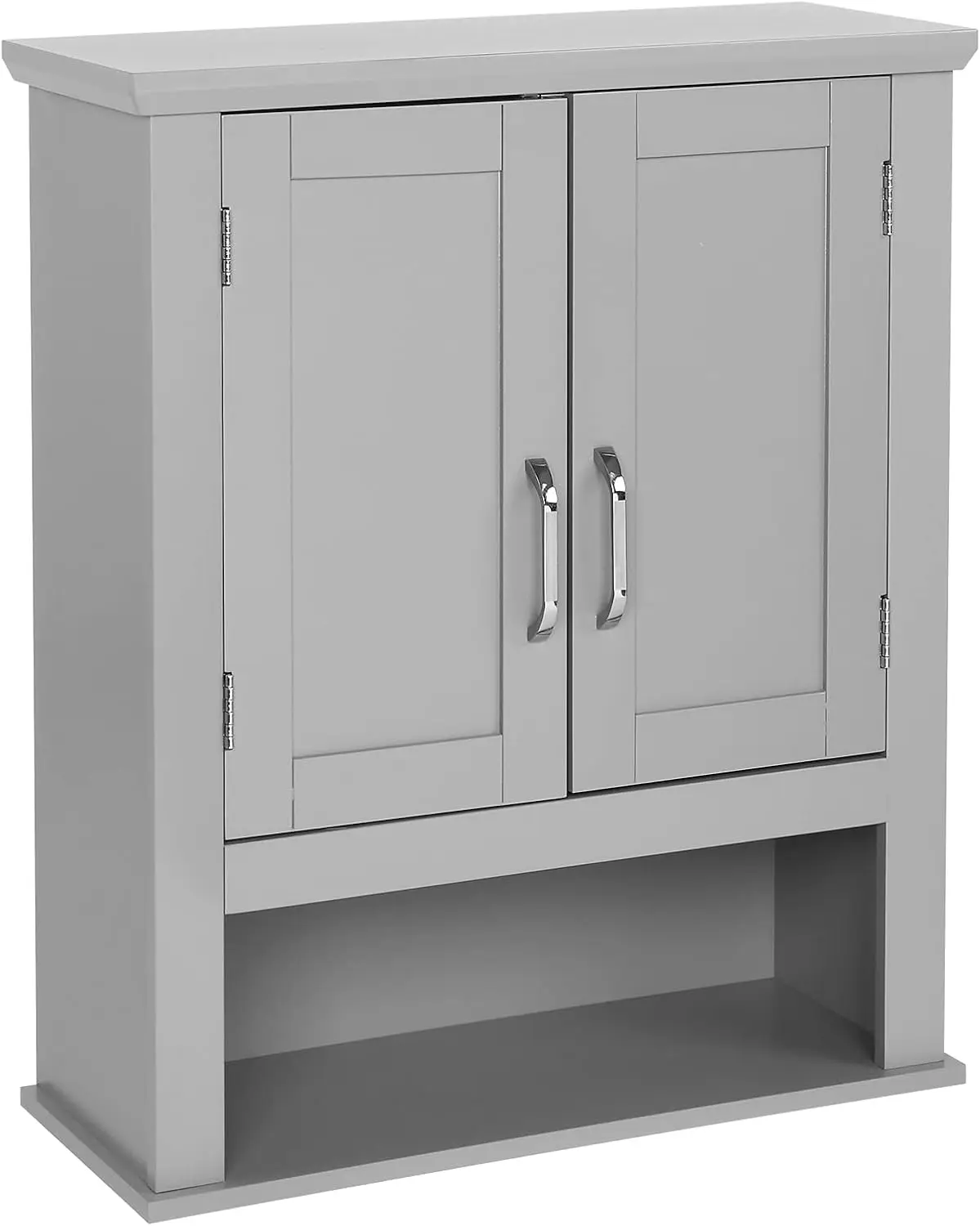 Medecine Cabinet with 2 Doors Bathrooom Wall Cabinet Grey Over The Toilet Storage Towel Cabinet 1 Adjustable Shelf Wooden