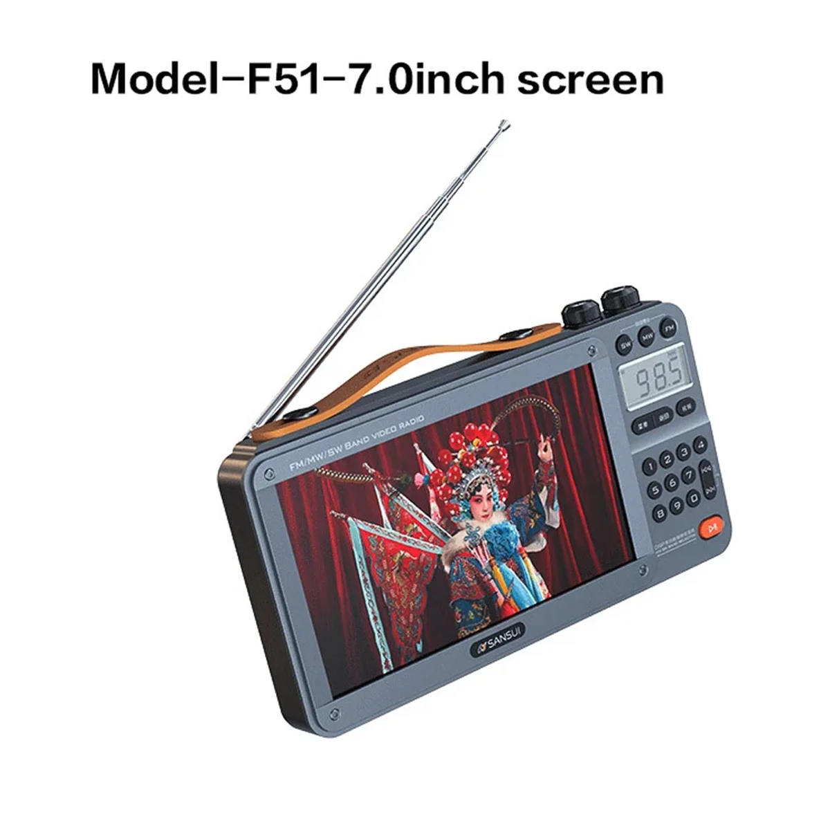A10I F51 레트로 비디오 라디오 무선 블루투스 스피커 휴대용 모든 밴드 FM/MW/SW 라디오 Mp3 음악 플레이어 서브우퍼-회색