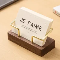 Business Card Holder Organizer Office Desk Display Stand Memo Counter Accessories Tabletop Shelf Home Wooden Card Holder Storage 2