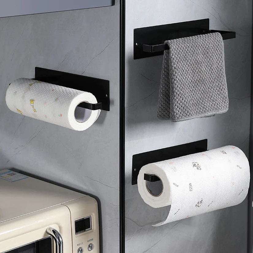 Portapapeles - Portapapeles Debajo Del Gabinete Para La Cocina, Soporte  Adhesivo Para Rollo De Papel Toalla Para Toallas De Baño, Porta Rollo De  Toallas De Papel Montado En La Pared En Negro