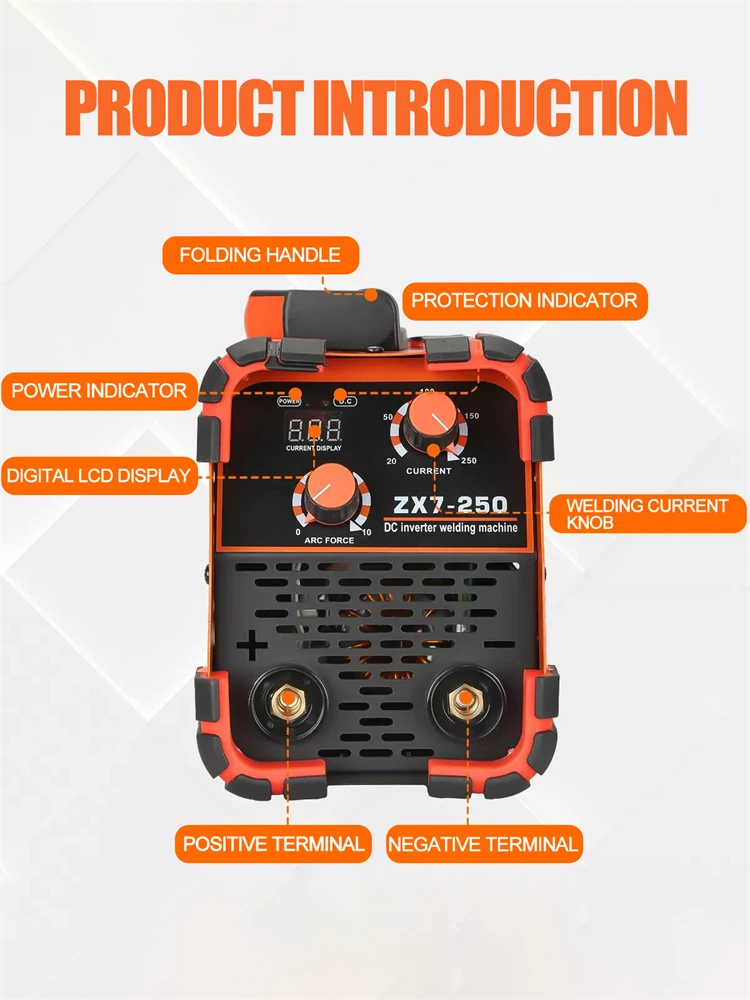 ZX7-250 Welding Machine ARC MMA LIFT TIG MINI IGBT Inverter LED Digital Display Protable Home Welder EU plug/US plug 220V/110V 5