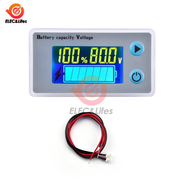 Testeur de Capacité de Batterie 10-100V Moniteur de Voltmètre de  Température Battery Tester avec Indicateur LCD Couleur : : Auto et  Moto