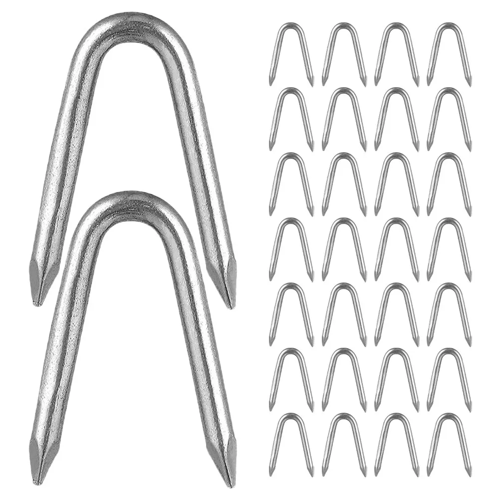 140Pcs U-펜스 고정 스테이플 정원 네트용 견고한 철 와이어 펜싱 패스너 야외 DIY 농업 건설용