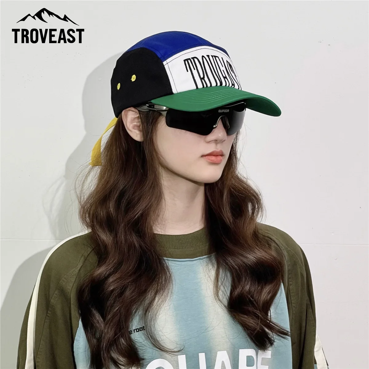 American Baseball Cap Street Color Collision Five Piece Cap Sports Skateboarding Duck Tongue Workwear Big Headband Hat