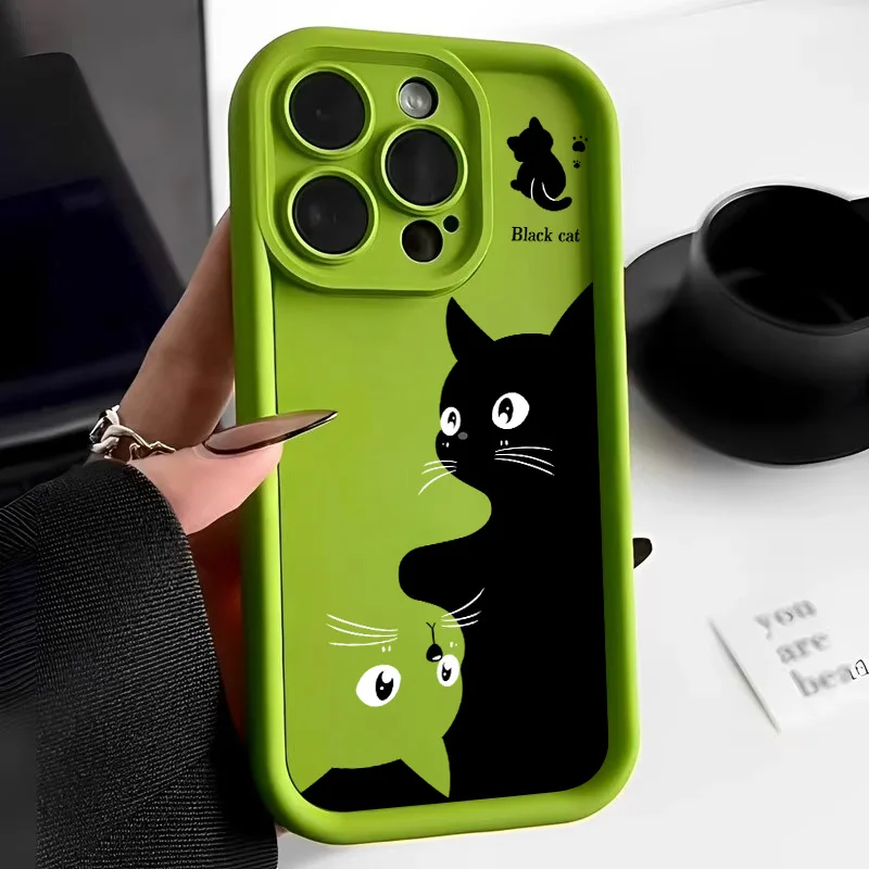 thumbnail image 1 of Soft TPU Phone Case For iPhone 13 Pro Max 11 15 14 12 XR X XS 7 8 Plus SE SE3 14promax 15promax Len Protection Cat Funda Cover, 1 of 5