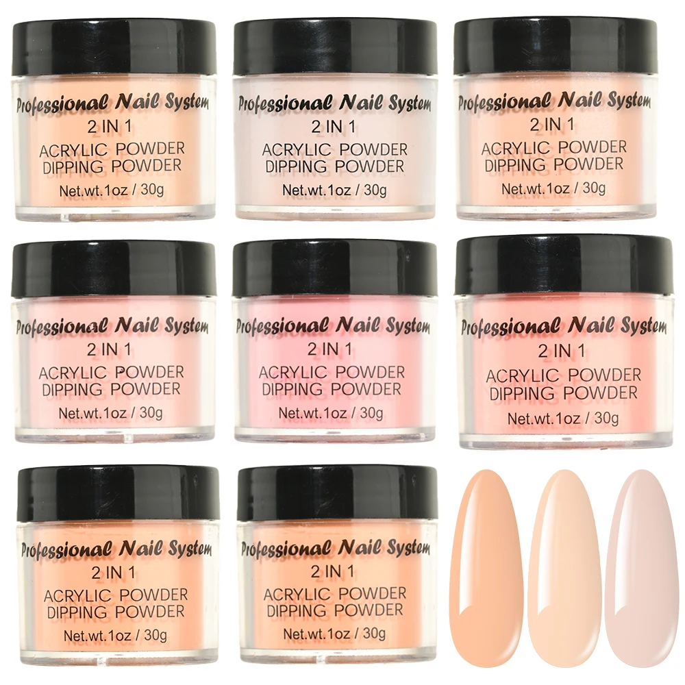 1oz/Bottle Nude Acrylic Powder Light Color Carving Crystal Dipping Powder Professional Nail Extension Builder Pigment Dust 3
