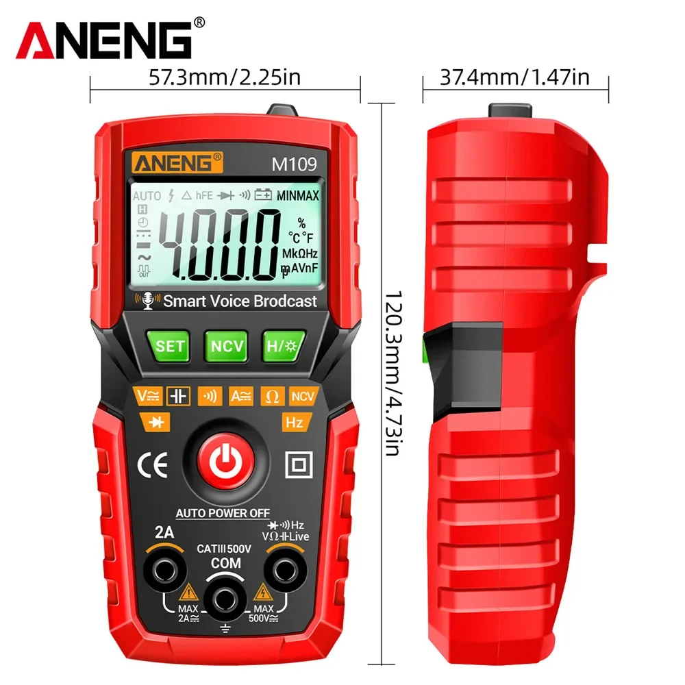 ANENG M109 Digital Multimeter Voice Broadcast 4000 Counts True Rms Auto Multimetro Profesional AC/DC Electrical Instruments Te digital multimeter