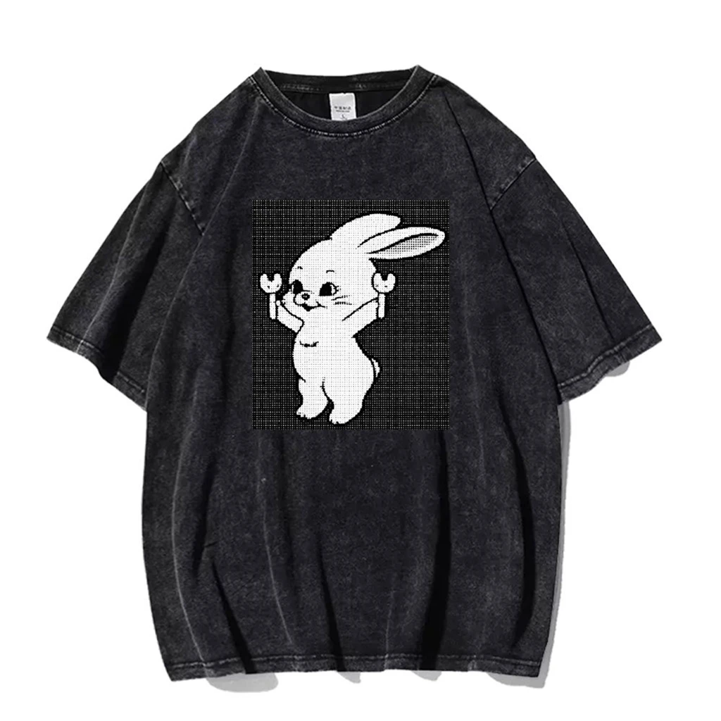 

KPOP Women's T-shirt NEW JEANS 100% Cotton O-neck short-sleeved Harajuku Vintage couple Kawaii bunny print T-shirt Women top