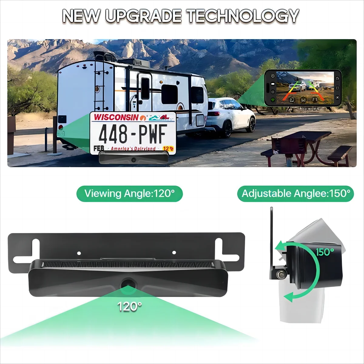 Wireless solar reversing camera outdoor installation
