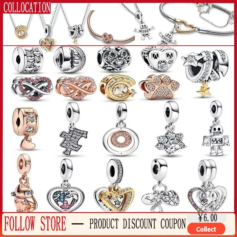 Ladies Exquisite Gift 925 Silver Puzzle Sparkling Claw Print Eternal Heart String Pendant Original Logo 1:1 Original Production платье silver string