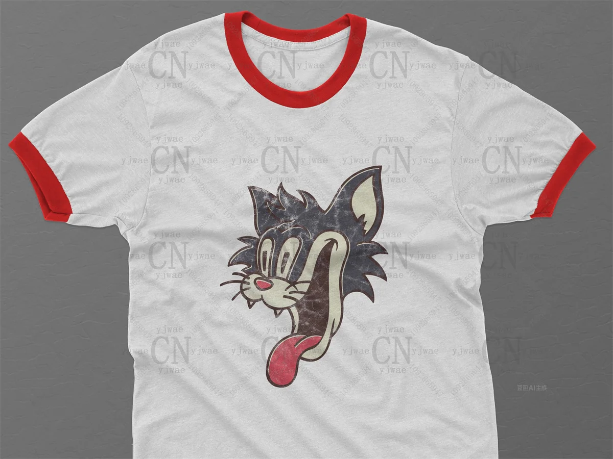 Crazy Cat Smiling Psycho Ringer T-Shirt Patrick Hockstetter Charakter-Top Hochwertiges Freizeit-T-Shirt Sommer-T-Shirts für Herren und Damen – Detail 8