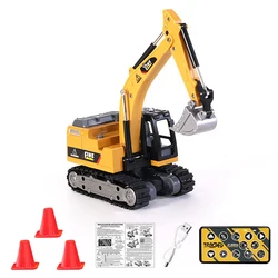 Mini Remote Control Alloy Forklift with Trailer - Diecast Desktop Toy for Kids (Yellow excavator)