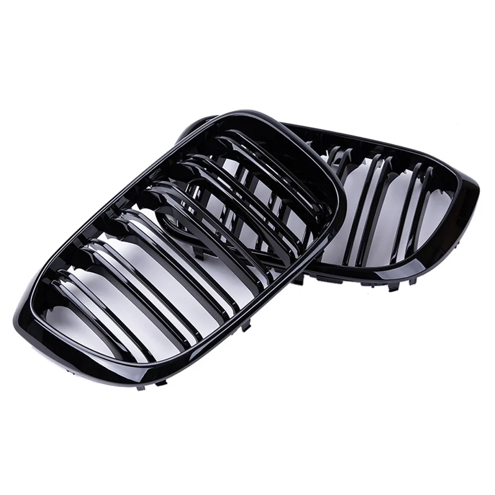 1 Pair Front Grille Kidney Grill Double Slat For BMW G01 G02 G08 X3 X4 2018-2021 Matte Glossy Black Racing Grills Car Styling fender car part