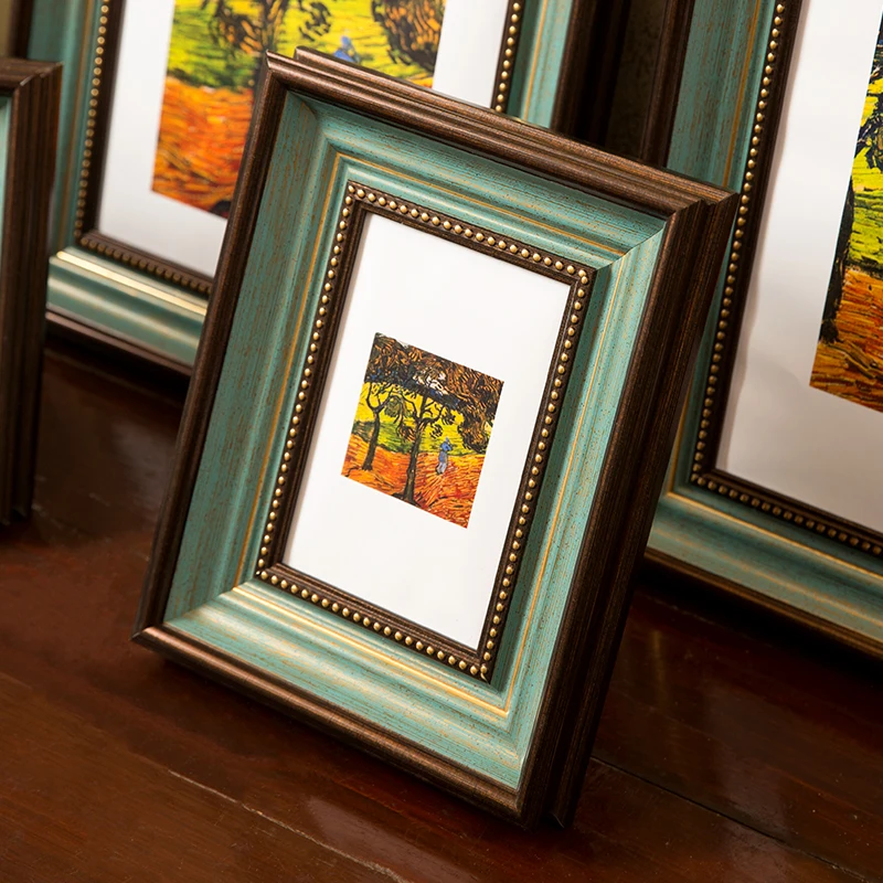 Vintage 6/7/10 Inch Antique Picture Frames Imitation Wood Photo Frame Nightstand Desk Decoration Ornaments Rustic Home Decoratio