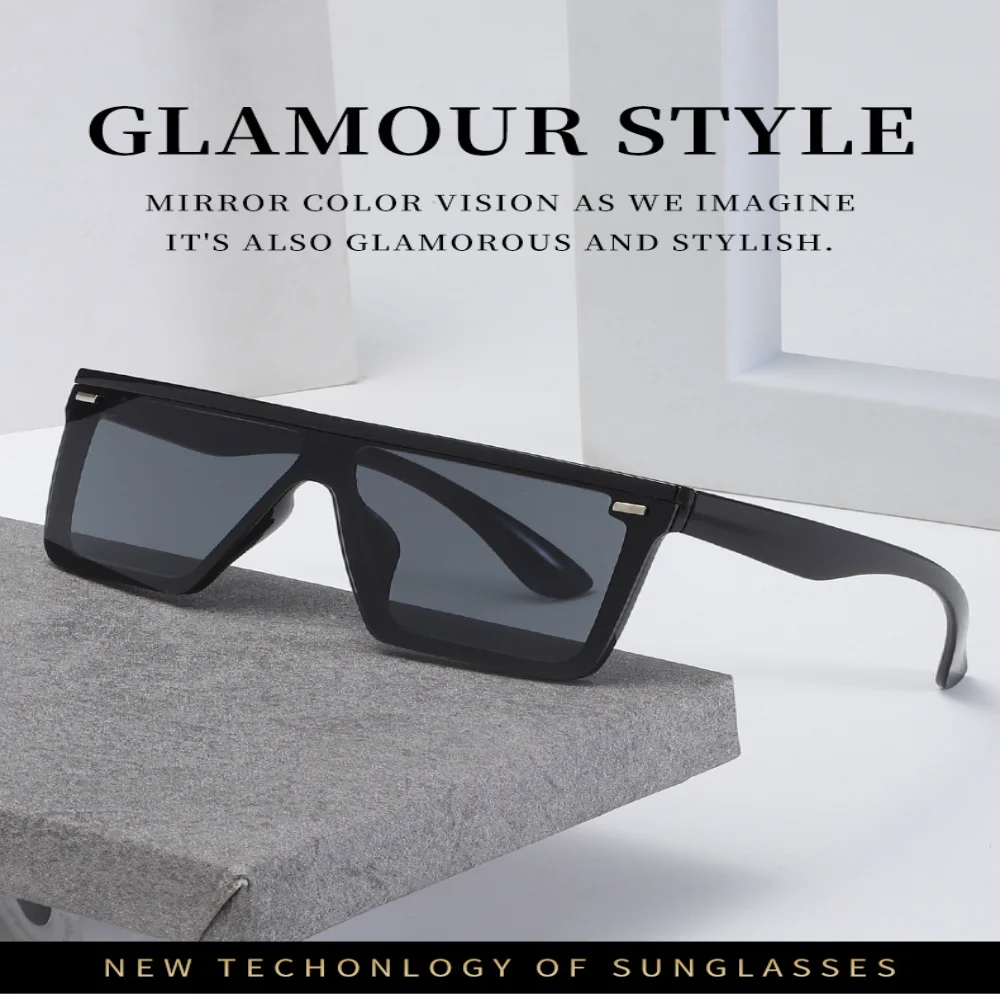Übergroße Sonnenbrille mit Spiegelgläsern, Designer-Sonnenbrille, quadratische Form für Herren, Freizeitkleidung, Alltagsgebrauch – Detail 1