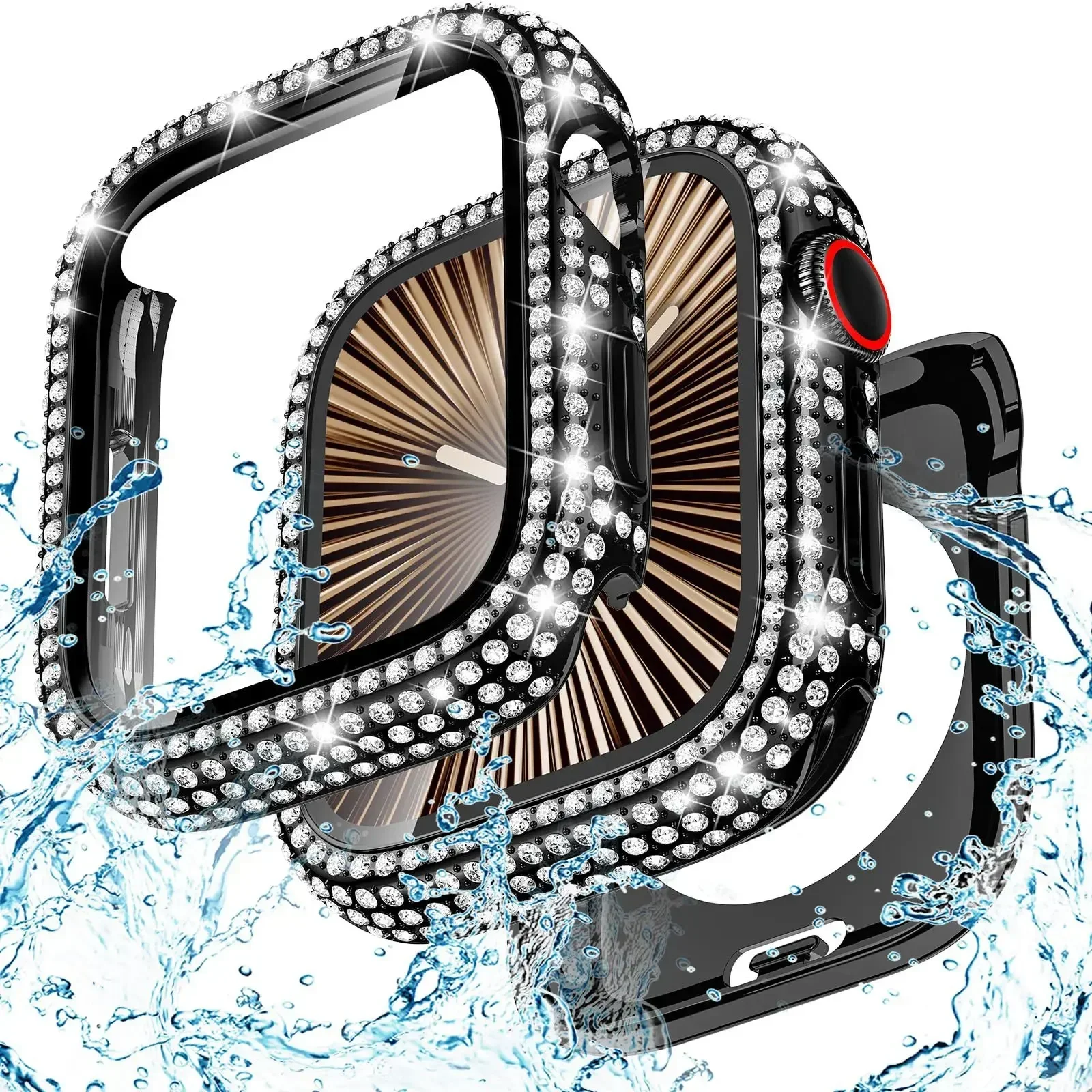 Elegant Diamond Bling Apple Watch Bumper with Screen Protector