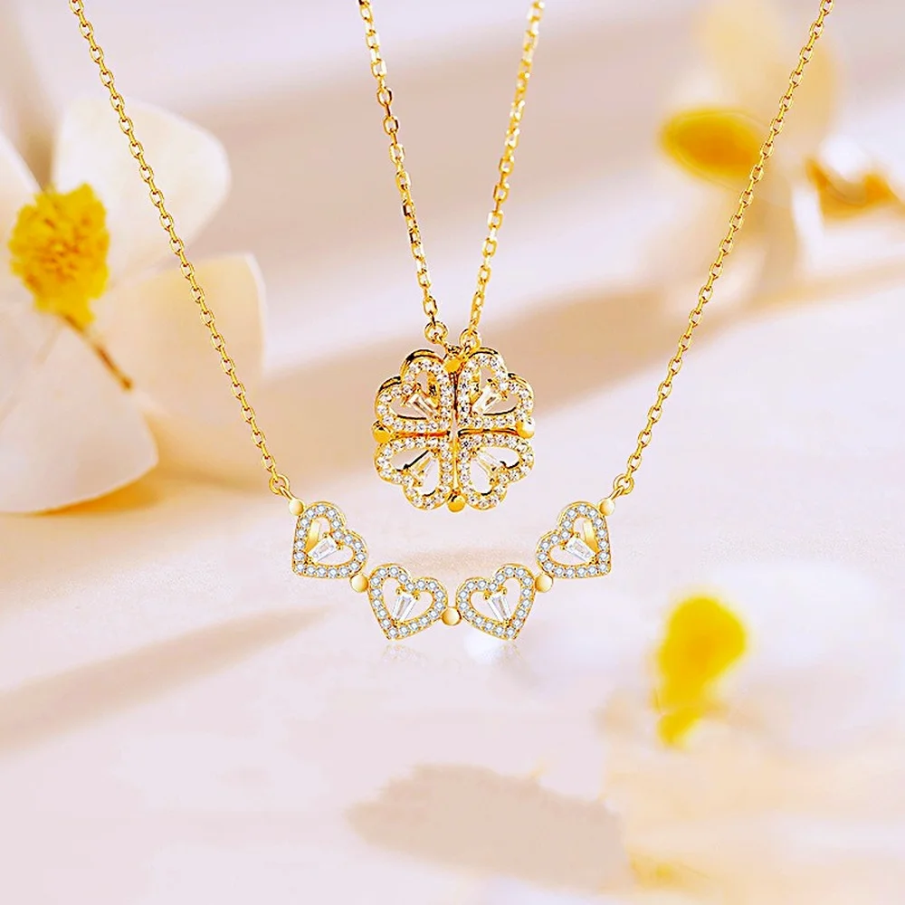 Four Leaf Clover Necklace, bring luck, Gold plated, Lucky Charm Necklace, Clover  Charm, Good Luck, St Patrick's Day Gift - Unique Art World - Handcraft and  Engraving service
