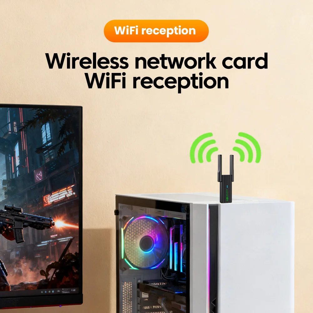 650Mbps/1300Mbps WiFi USB 어댑터 2.4GHz+5.8GHz 듀얼 밴드 무선 네트워크 카드 드라이버 무료 PC용 Windows XP/7/8/8.1/10/11