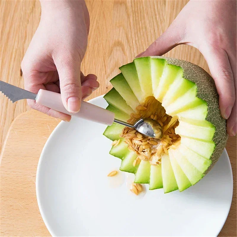 Multi Function Fruit Carving Knife Watermelon Baller Ice Cream Dig Ball Scoop Spoon Kitchen DIY Cold Dishes Tools Gadgets melon scoop melon baller
