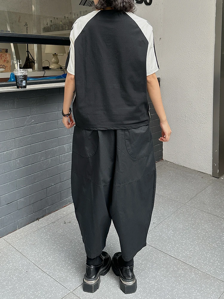 [EAM] High Elastic Waist Black Brief Pocket Casual Harem Pants New Trousers Women Fashion Tide Spring Autumn 20261DJ1385