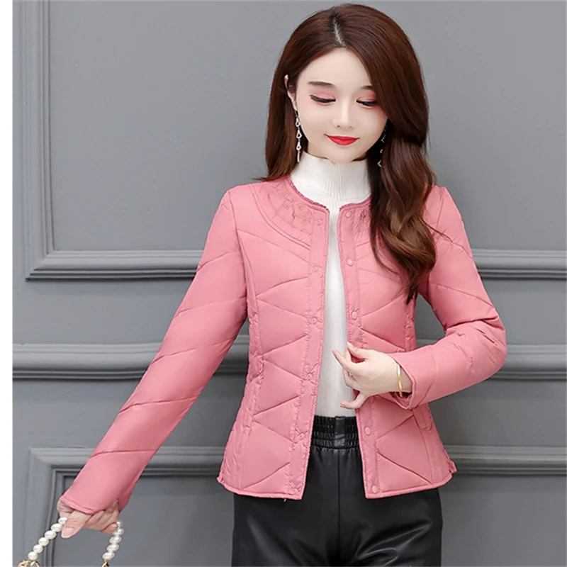 

New Autumn Winter Embroider Women's Down Coat Warm Thick Bigsize White Duck Down Jacket Ladies Slim Puffer Parkas Short Outwears