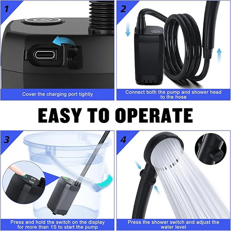 Rechargeable Portable Camping Shower 5