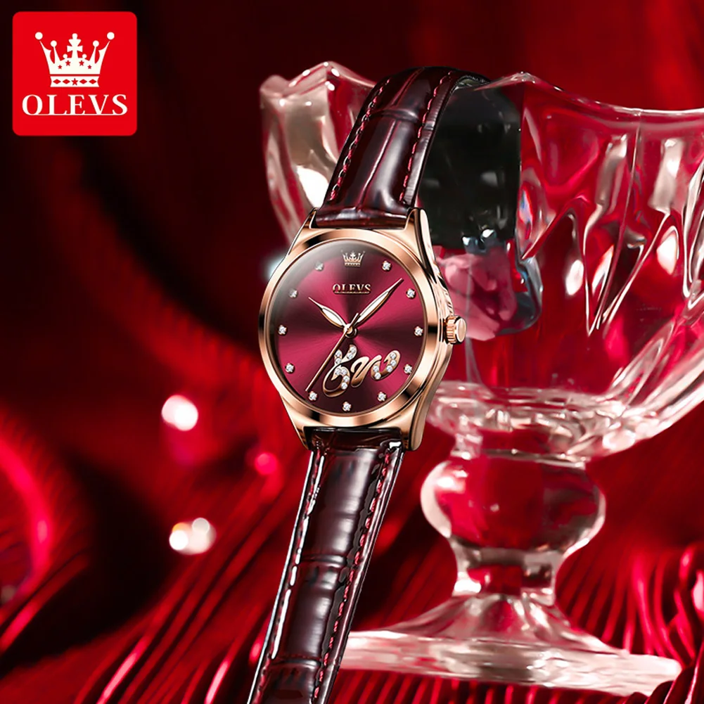 ساعة كوارتز نسائية مضيئة مقاومة للماء من Olevs ، ع...
