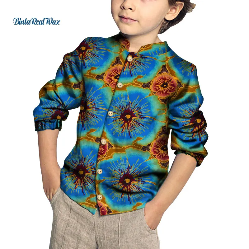 african fashion designers Fashion New Boy's Heart Pattern Tops Bazin Riche African Wax Print Patchwork Cotton Shirt for Boys Children Kids Clothing WYT384 africa dress Africa Clothing
