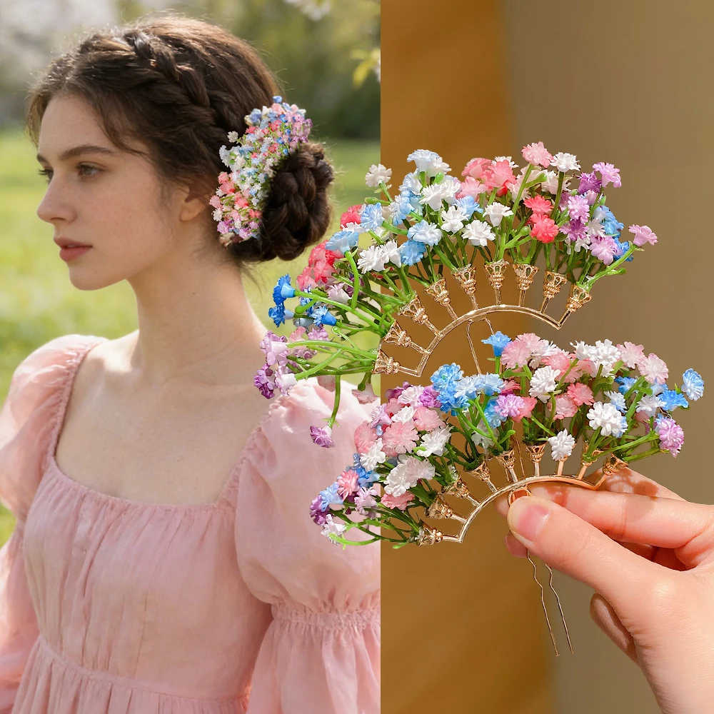 1피스 꽃 머리빗: 보헤미안 스타일, 헤어스타일 고정, 봄/웨딩/사진 촬영 액세서리 및 선물