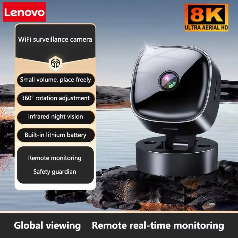 Lenovo 4K 360 °   Mini Telecamera WiFi Rotante Nuova Monitoraggio di Sicurezza Alta Definizione Senza Necessità di Collegamento Visione Notturna Casa Intelligente
