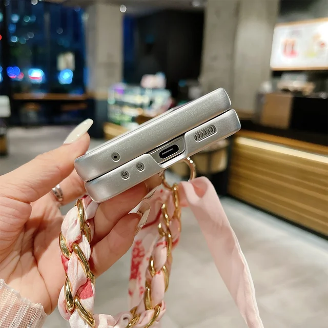 Korean Luxury Simple Silk Ribbon Bracelet Case for Samsung Galaxy