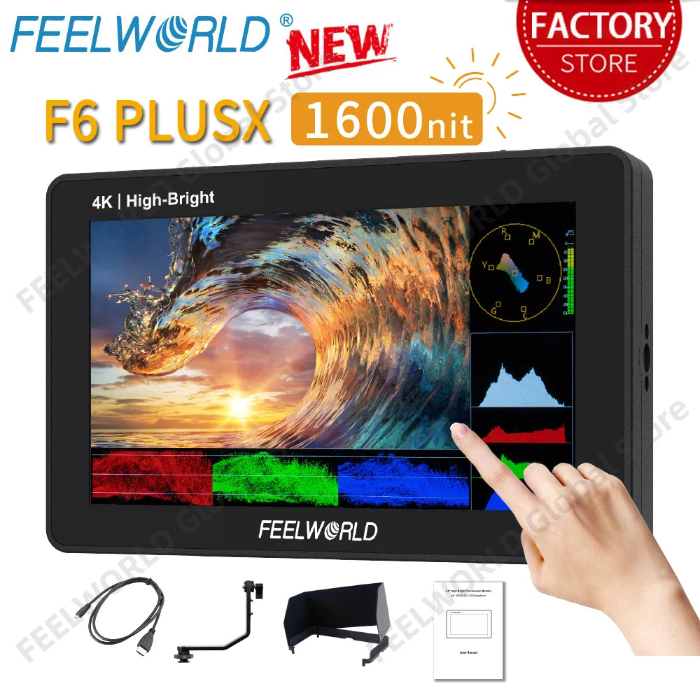 

Монитор для камеры Feelworld F6 PLUSX, 5,5 дюйма, 1600nit, HDMI, Full HD, 1920x1080