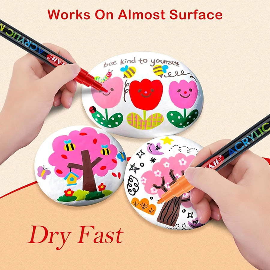 아크릴 플라몬스 영구 DIY 그래피티 마커, 그림 펜, 스톤 전화 케이스, 원단 Cerma, 미술 용품, 24 색