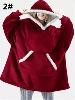 Winter Hoodies Sweatshirt Women Men Pullover Fleece Giant TV Oversized Blanket with Long Flannel Sleeves - Image 2