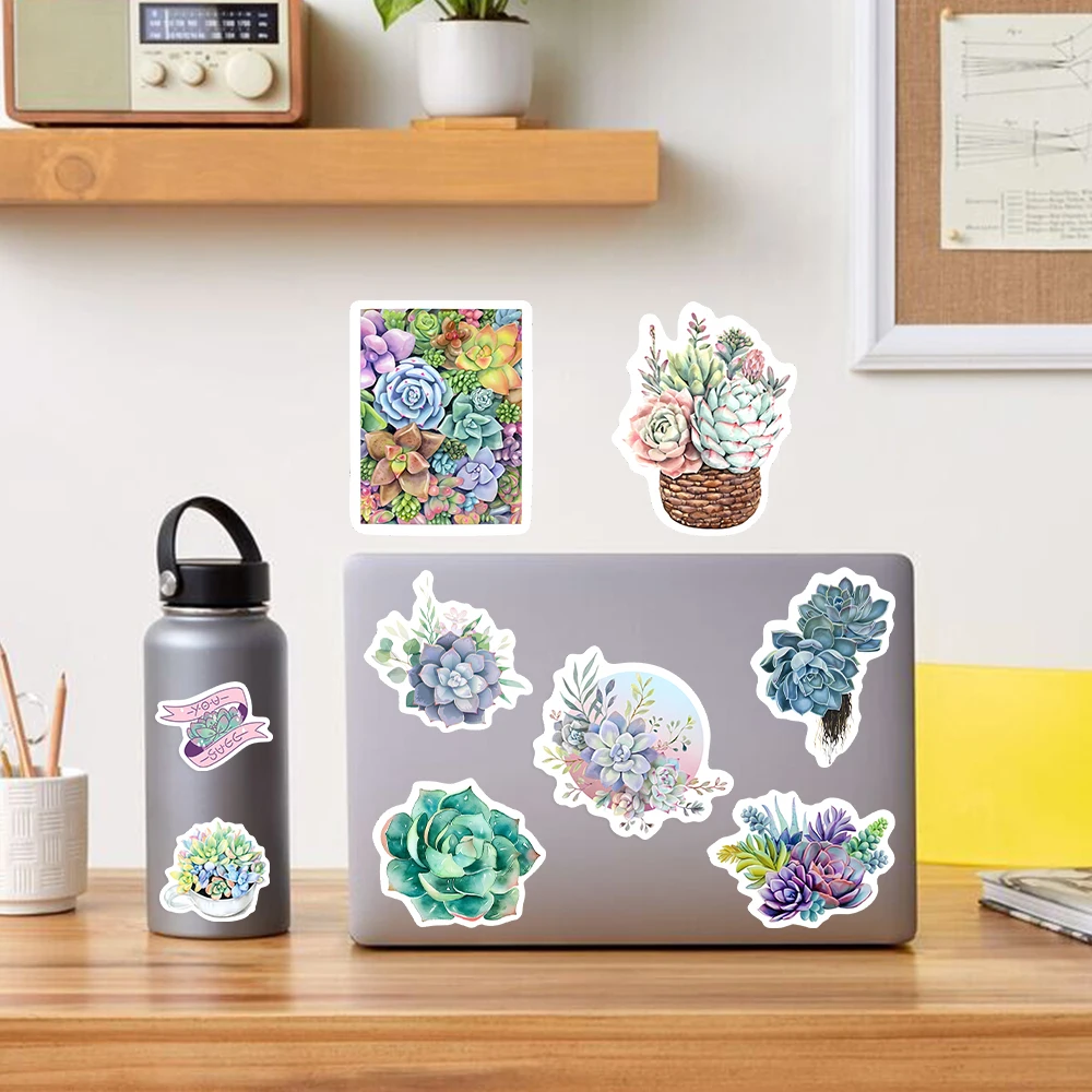 Cute Succulent Potted Stickers DIY Kids Toys Gift Decorative Decal for Scrapbook Laptop Phone Luggage Bottles Waterproof