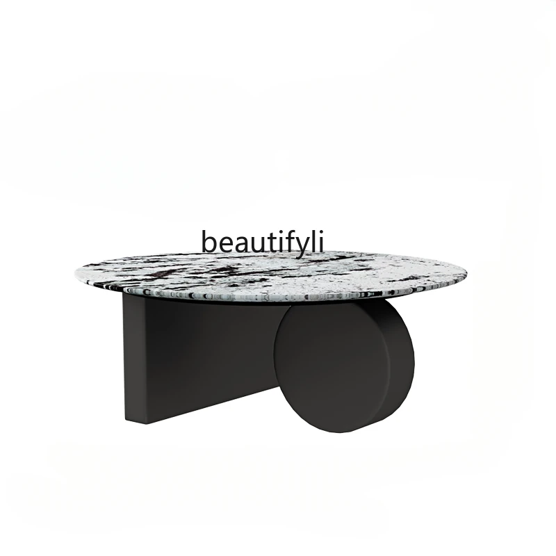 

Minimalist round Marble Tea Table Living Room Small Apartment Home Retro Coffee Table Personalized