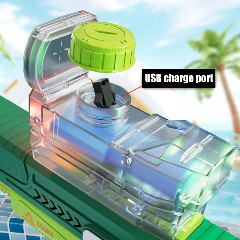 Summer Fully Water Gun Rechargeable Long-Range Continuous Firing Space Party Game Splashing Kids Toy Boy Gift 2