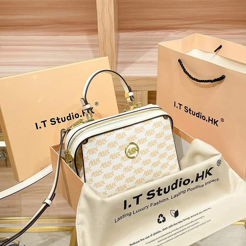 

Минималистичная Женская сумочка из натуральной кожи Гонконга MK, новинка 2023, модная летняя нишевая кросс-боди с одним плечом, маленький квадратный