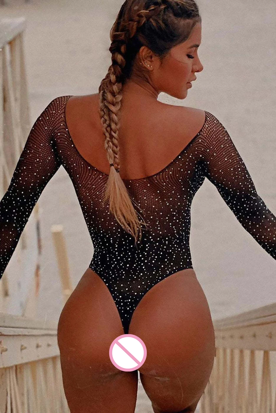 Ellolace Off Shoulder Fishnet Bodystocking Sexy Transparent Glitter Long Sleeve Bodysuit See Through Exotic Costumes Porn Tights women underwear sexy lingerie