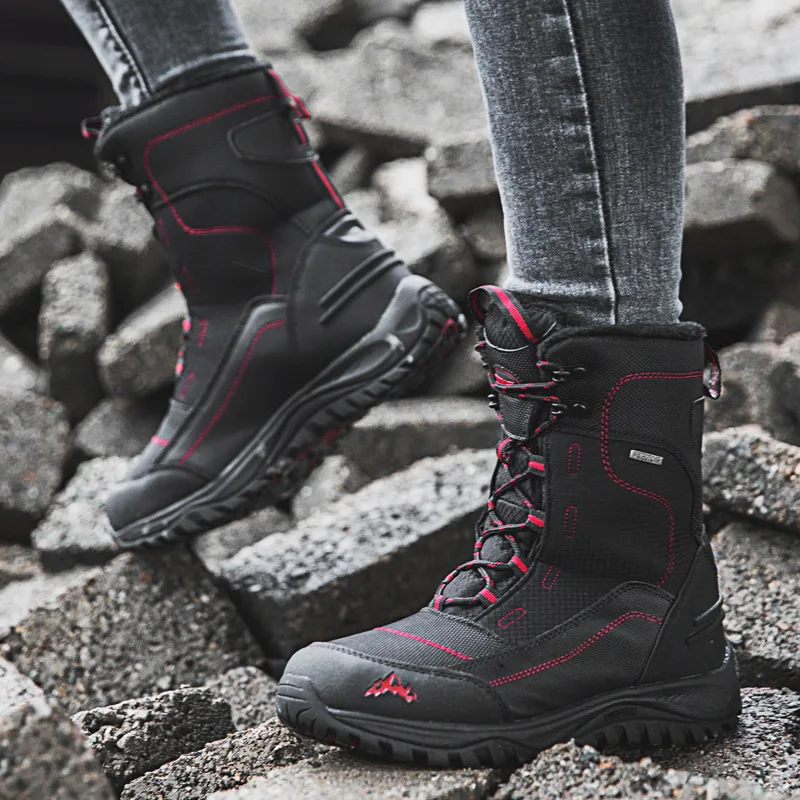 Zapatos de senderismo de cuero de felpa para mujer, botas de Trekking de  alta calidad para exteriores, zapatillas de montaña, Camping, Treking de  rastreo, Invierno - AliExpress