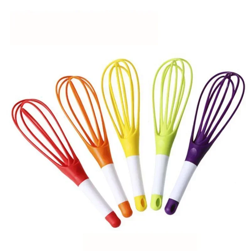 1pcs Multifunctional Rotary Manual Egg Beater Mixer Mini Plastic Kitchen Egg Whisk Bake Tool Agitator Silicone Eco-Friendly