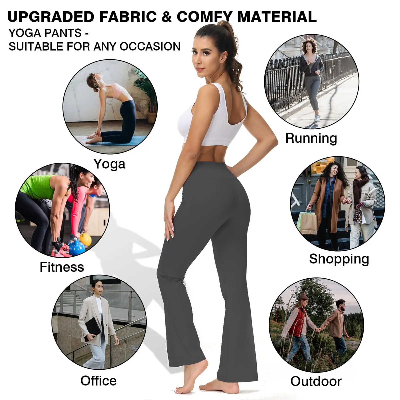 Women Cross Waist Flare Yoga Pant High Waisted Bootcut Wide Leg Workout  Pants Tummy Control Stretch Workout Flare Pantis Legging