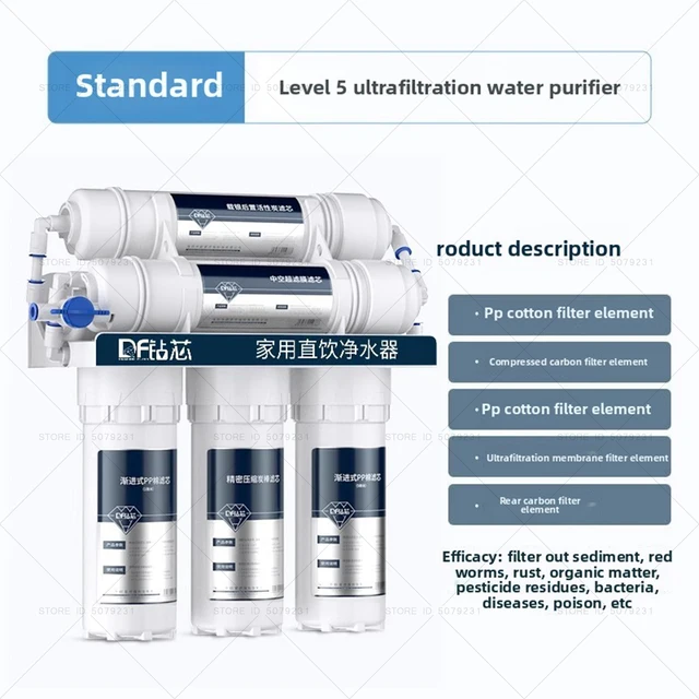เครื่องกรองน้ําอัลตร้าฟิลเตรชัน 6 ขั้นตอนในครัวเรือนเครื่องกรองน้ําดื่มโดยตรง TapWater กรอง PH75 เก็บน้ําแร่ 6