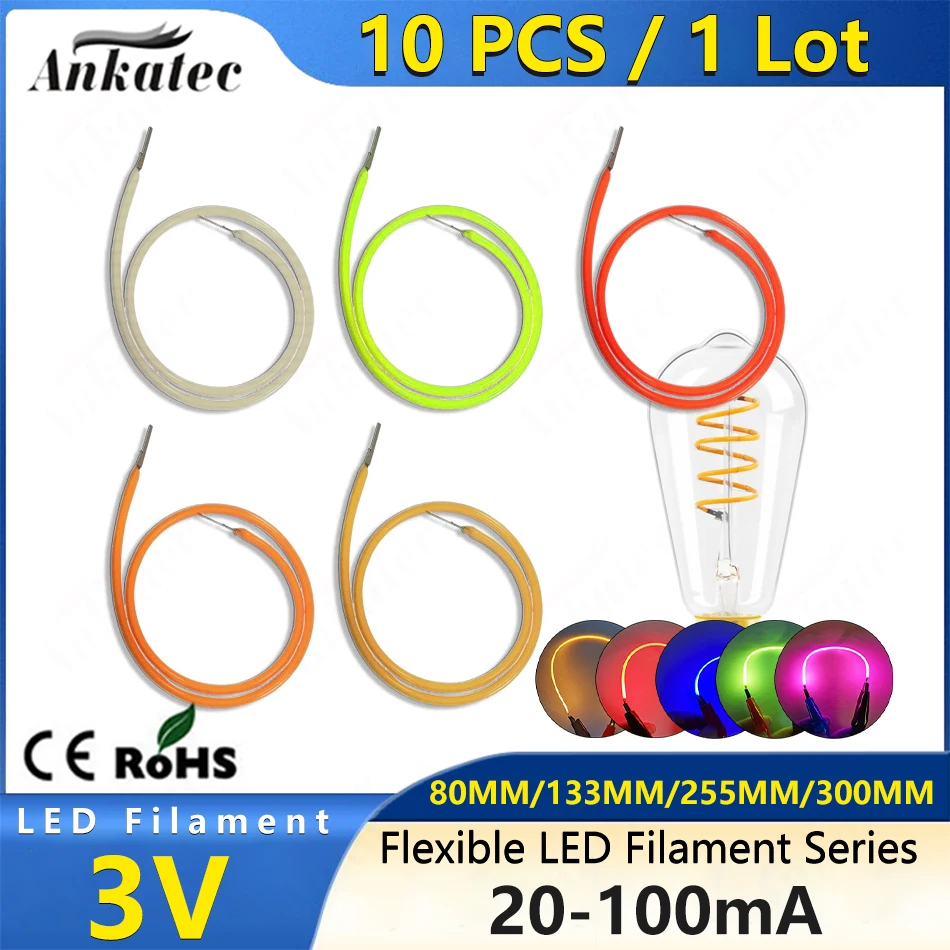 Lote-de-10-filamentos-LED-flexibles-DC-3V-80mm-133mm-255mm-300mm-de ...