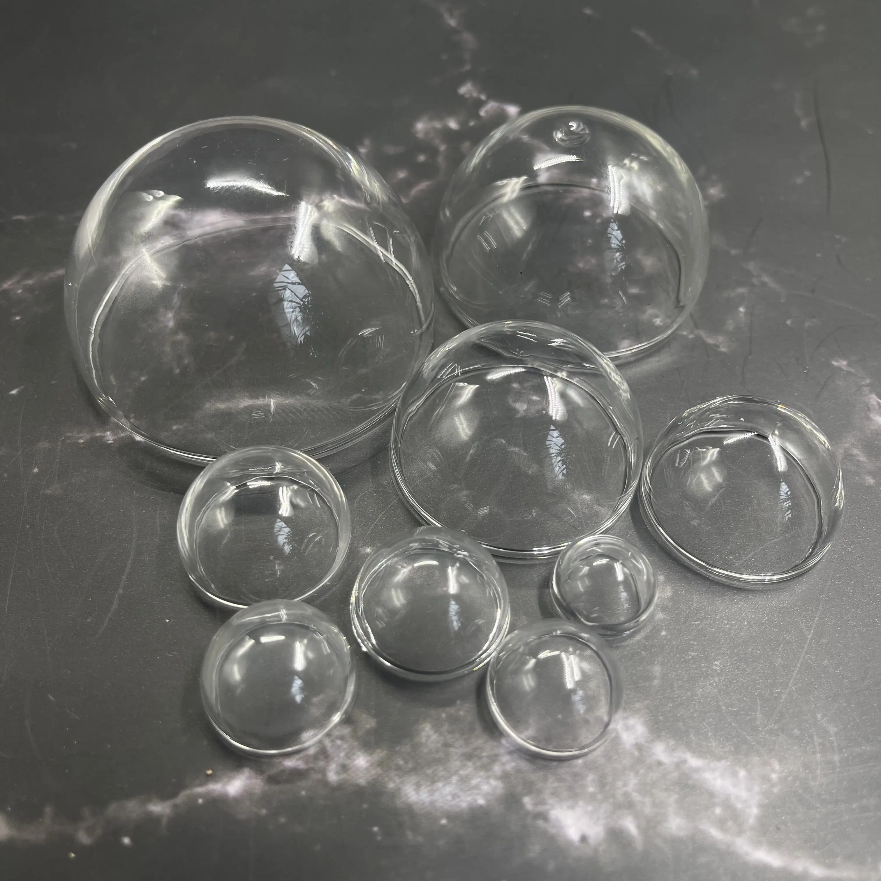 装飾用の半透明ガラスのボール,2x 12-70mm,透明な半球型のガラス