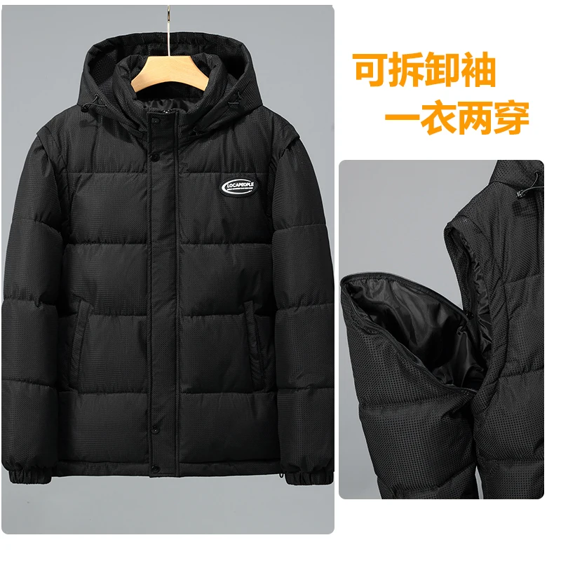 ZOZOWANG 160KG 2023 New Winter Fattening Men's Removable Sleeve Cotton Jacket Men's Parkas Thickened Coat Plus Size 8XL 9XL 10XL