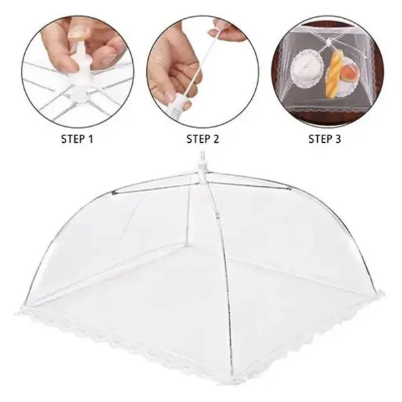 Foldable Food Mesh Covers Anti Fly Mosquito Net Cover Umbrella Picnic Protect Dish Mesh Kitchen Accessories 1 Pc