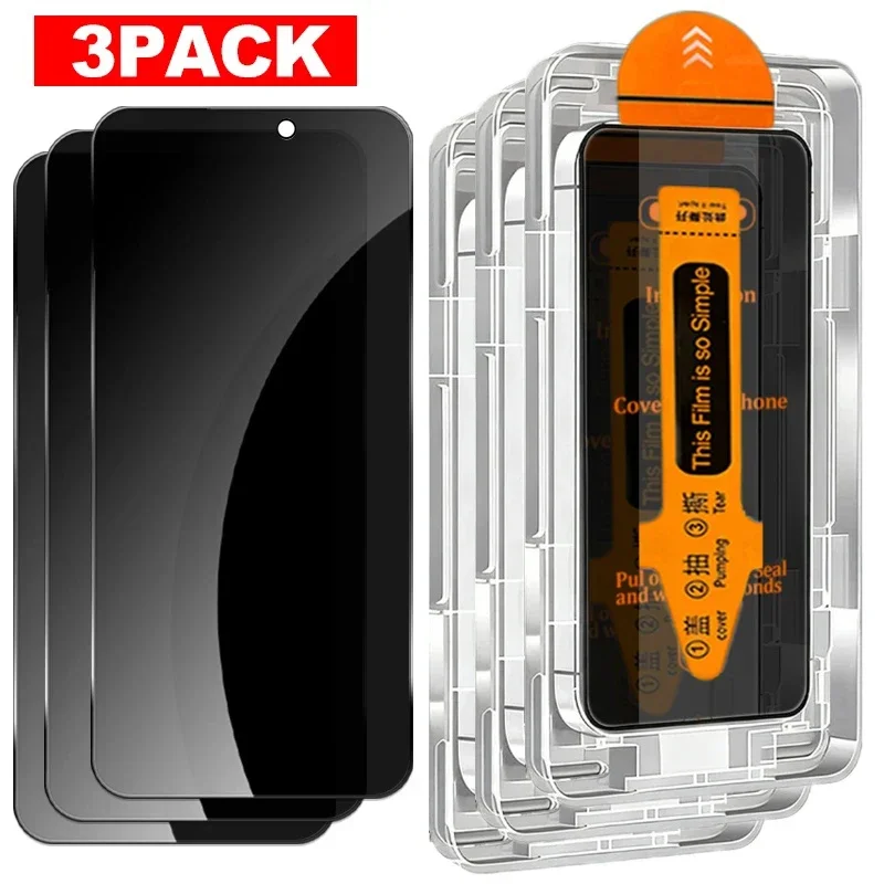 Privacy Screen Protector with Auto Installation Tool - Anti-Spy Tempered Glass (1 to 3 Pack)