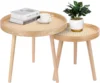 Round Coffee Table Set of 2, Natural Boho Coffee Table, Small Mid Century Modern Rattan Coffee Table, Boho Side Table End Tables 1