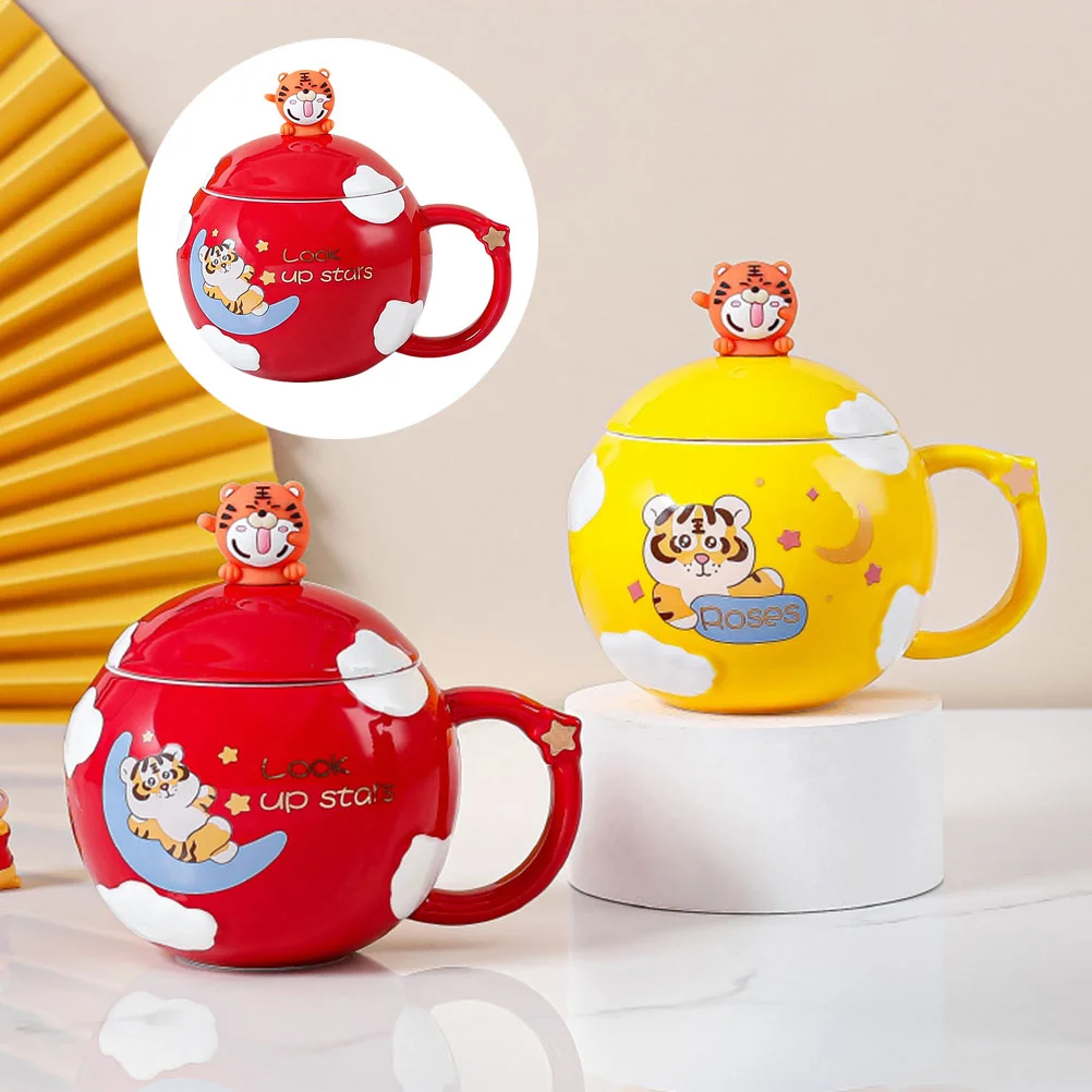 1 Set Ceramic Tiger Water Mug Coffee Cup Mascot Shaped Drinking |